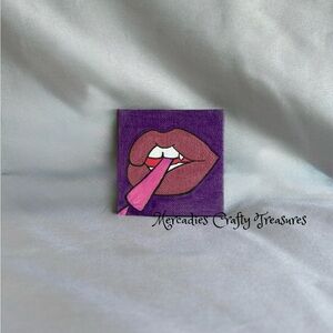 Bold Lip Art Canvas in Purple and Pink by